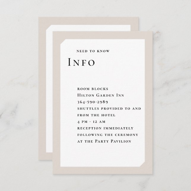 CARTÃO DE INFORMAÇÕES CASAMENTO DO CÍRCULO CHIC (Frente/Verso)