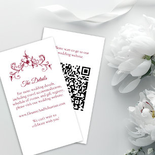 Cartão De Informações Casamento do Código QR da Elegante Vintage Romance