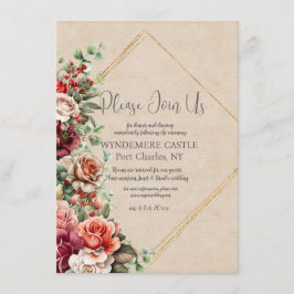 Cartão De Informações Casamento do Código QR Eucalyptus Floral Rosa Româ