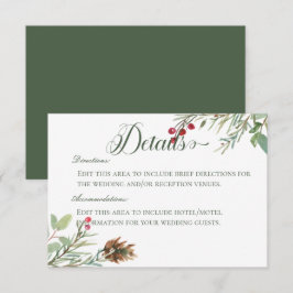 Cartão De Informações Casamento dos Detalhes Modernos do Winter Pine Con