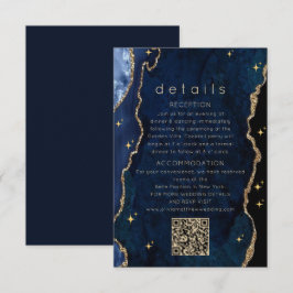 Cartão De Informações Casamento Dourado Celestial Marinho