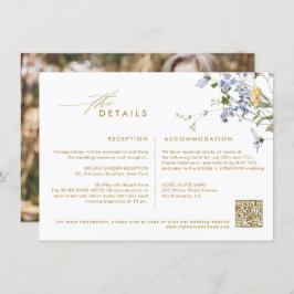 Cartão De Informações Casamento Dourado Colorido de Primavera Wildflower