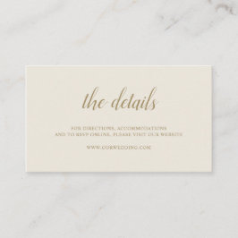 Cartão De Informações Casamento Dourado de marfim simples e neutro