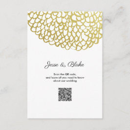 Cartão De Informações Casamento Dourado de Padrões Petais desenhados à m