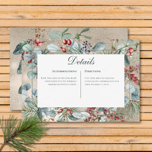 Cartão De Informações Casamento Dourado dos Detalhes do Natal de inverno