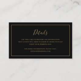 Cartão De Informações Casamento Dourado e negro tradicional