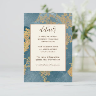 Cartão De Informações Casamento Dourado Elegante Abstrato de Watercolor