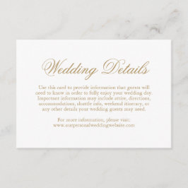 Cartão De Informações Casamento Dourado Formal Elegante Tradicional