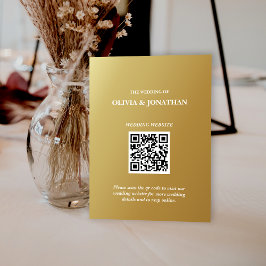 Cartão De Informações Casamento Dourado Mínimo de Código QR