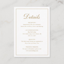 Cartão De Informações Casamento Dourado Simples e Tradicional Elegante