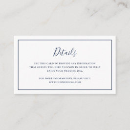 Cartão De Informações Casamento Elegante Azul Marinho Tradicional