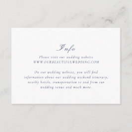 Cartão De Informações Casamento Elegante Azul Riley Marinho