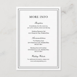 Cartão De Informações Casamento Elegante Branco e Negro Clássico