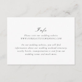 Cartão De Informações Casamento Elegante Branco e Preto Limpo