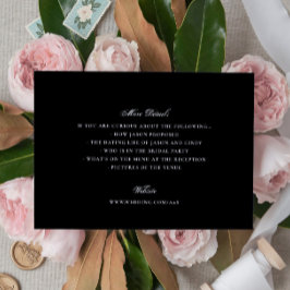 Cartão De Informações Casamento Elegante Clássico Branco Negro