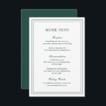 Cartão De Informações Casamento Elegante Clássico Emerald Verde<br><div class="desc">Carta de cerimônias de casamento verde / esmeralda estilo clássico,  com um design simples e mínimo com seus detalhes cercados por uma dupla borda. As fontes se alternam entre um script elegante,  um serif tradicional e fontes sans serif minimalistas. Este cartão é excelente para um casamento formal.</div>