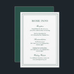 Cartão De Informações Casamento Elegante Clássico Emerald Verde<br><div class="desc">Carta de cerimônias de casamento verde / esmeralda estilo clássico,  com um design simples e mínimo com seus detalhes cercados por uma dupla borda. As fontes se alternam entre um script elegante,  um serif tradicional e fontes sans serif minimalistas. Este cartão é excelente para um casamento formal.</div>
