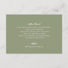 Cartão De Informações Casamento Elegante Clássico Formal de Moss Green