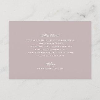 Cartão De Informações Casamento Elegante Clássico Formal Rosa-Rosa