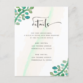 Cartão De Informações Casamento Elegante com Aquarela Sonhadora e Verde