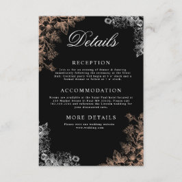 Cartão De Informações Casamento Elegante com Floral Escuro
