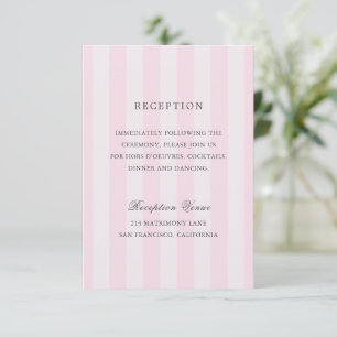 Cartão De Informações Casamento Elegante com Listras Rosa Modernas