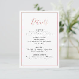 Cartão De Informações Casamento Elegante Cor-de-Rosa-Rosa-Blush de Front