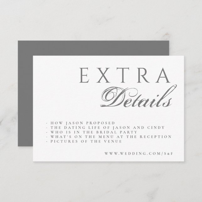 Cartão De Informações Casamento Elegante Da Caligrafia Formal (Frente/Verso)