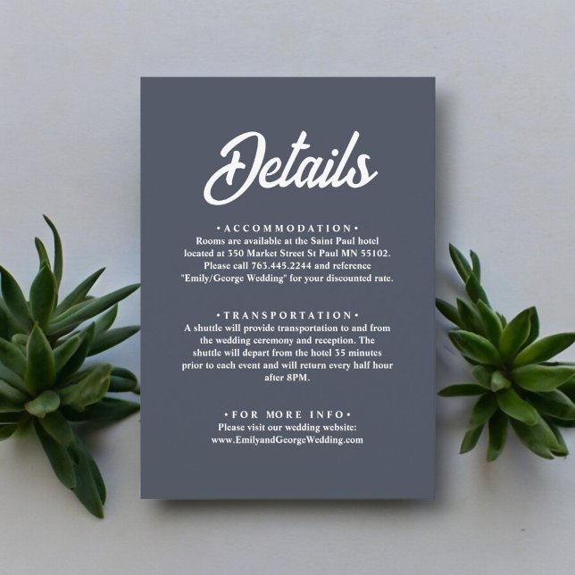 Cartão De Informações Casamento elegante da Clássica da Caligrafia Moder (Criador carregado)