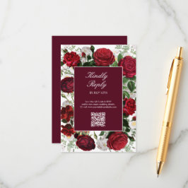 Cartão De Informações Casamento Elegante De Aquarela Floral Moderna Burg