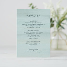 Cartão De Informações Casamento Elegante de Aquarela Verde Moderna