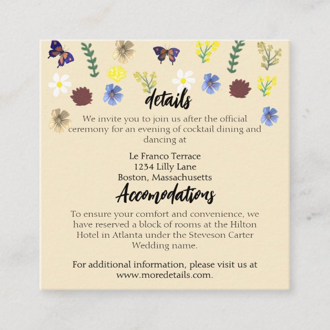 Cartão De Informações Casamento Elegante de Boho Eggshell Boho (Frente)