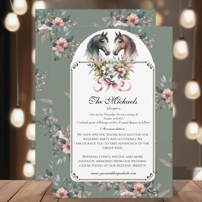 Cartão De Informações Casamento Elegante de Cavalo de Primavera (Enjoy this beautiful collection of elegant watercolor designs.)