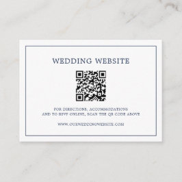 Cartão De Informações Casamento elegante de código QR com monograma azul
