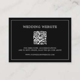 Cartão De Informações Casamento elegante de código QR de monograma preto