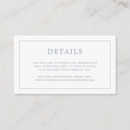 Cartão De Informações Casamento elegante de Monograma Azul Simples