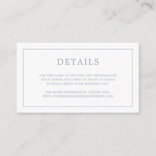 Cartão De Informações Casamento elegante de Monograma Azul Simples