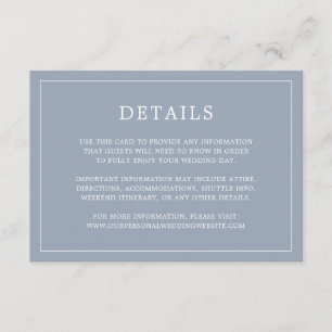 Cartão De Informações Casamento elegante de Monograma Azul Simples