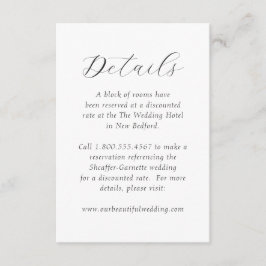 Cartão De Informações Casamento Elegante de Monograma Branco e Preto ete