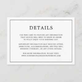 Cartão De Informações Casamento elegante de monograma branco e preto sim