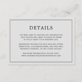 Cartão De Informações Casamento Elegante De Monograma De Cinzas Simples