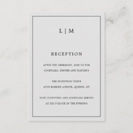 Cartão De Informações Casamento Elegante De Monograma De Cinzas Simples