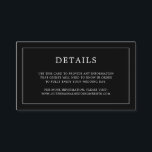 Cartão De Informações Casamento elegante de monograma preto simples<br><div class="desc">Simples cartão de cerimônia de núpcias com um design moderno, mas elegante, com seus detalhes cercados por uma fina borda e seu monograma no verso. Todos os elementos de design estão em branco sobre um fundo preto e podem ser alterados na ferramenta de edição de design. Um design chic e...</div>