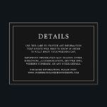 Cartão De Informações Casamento elegante de monograma preto simples<br><div class="desc">Simples cartão de cerimônia de núpcias com um design moderno, mas elegante, com seus detalhes cercados por uma fina fronteira. Todo o texto está branco sobre um fundo preto. As fontes e as cores de fundo podem ser alteradas para qualquer cor desejada clicando no botão "personalizar". Um design chic e...</div>