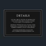 Cartão De Informações Casamento elegante de monograma preto simples<br><div class="desc">Simples cartão de cerimônia de núpcias com um design moderno, mas elegante, com seus detalhes cercados por uma fina fronteira. Todo o texto está branco sobre um fundo preto. As fontes e as cores de fundo podem ser alteradas para qualquer cor desejada clicando no botão "personalizar". Um design chic e...</div>