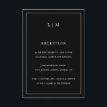 Cartão De Informações Casamento elegante de monograma preto simples<br><div class="desc">Simples cartão de gabinete de casamento com um design moderno, mas elegante, com seu monograma de duas letras no topo junto com suas informações de recepção cercadas por uma fina borda. Todos os elementos de design estão em branco sobre um fundo preto e podem ser alterados na ferramenta de edição...</div>