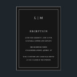 Cartão De Informações Casamento elegante de monograma preto simples<br><div class="desc">Simples cartão de gabinete de casamento com um design moderno, mas elegante, com seu monograma de duas letras no topo junto com suas informações de recepção cercadas por uma fina borda. Todos os elementos de design estão em branco sobre um fundo preto e podem ser alterados na ferramenta de edição...</div>