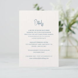 Cartão De Informações Casamento Elegante de Script Manuscrito Azul Moder