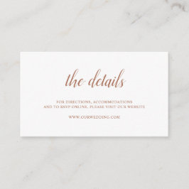 Cartão De Informações Casamento Elegante de Terracotta, Laranja Queimada