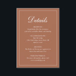 Cartão De Informações Casamento Elegante de Terracotta Tradicional Forma<br><div class="desc">Cartão de cerimônia de casamento do estilo tradicional, terracota / laranja queimada / cor ferrugem, com um simples design com "Detalhes" em um dentro de caligrafia elegante de uma borda fina. O modelo permite que você compartilhe informações importantes sobre seu dia especial. Este design clássico é perfeito para um casamento...</div>